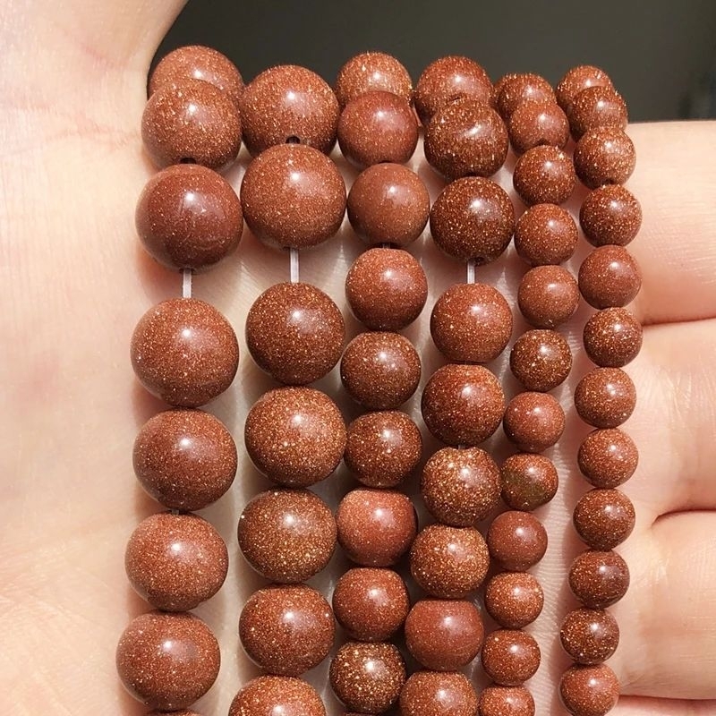 Manik Batu Alam Goldsand Stone Beads/ Manik Batu Alam Pasir Mas Coklat Grade A