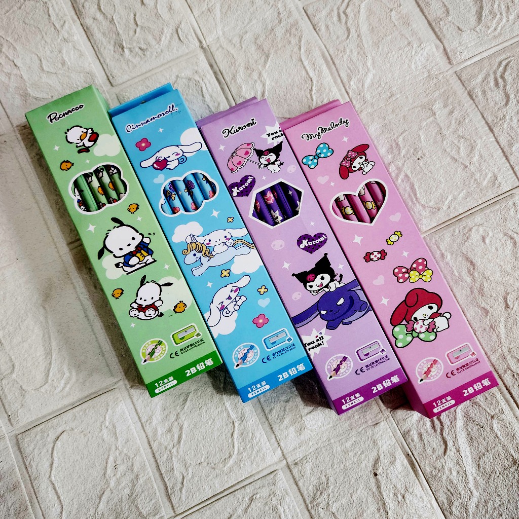 

PENSIL 2B ISI 12PCS MOTIF KARAKTER KUROMI CINNAMOROL MELODY POCHACOO