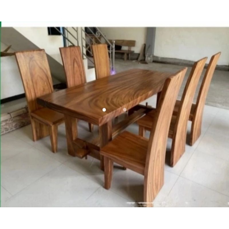 set meja makan kayu trembesi solid