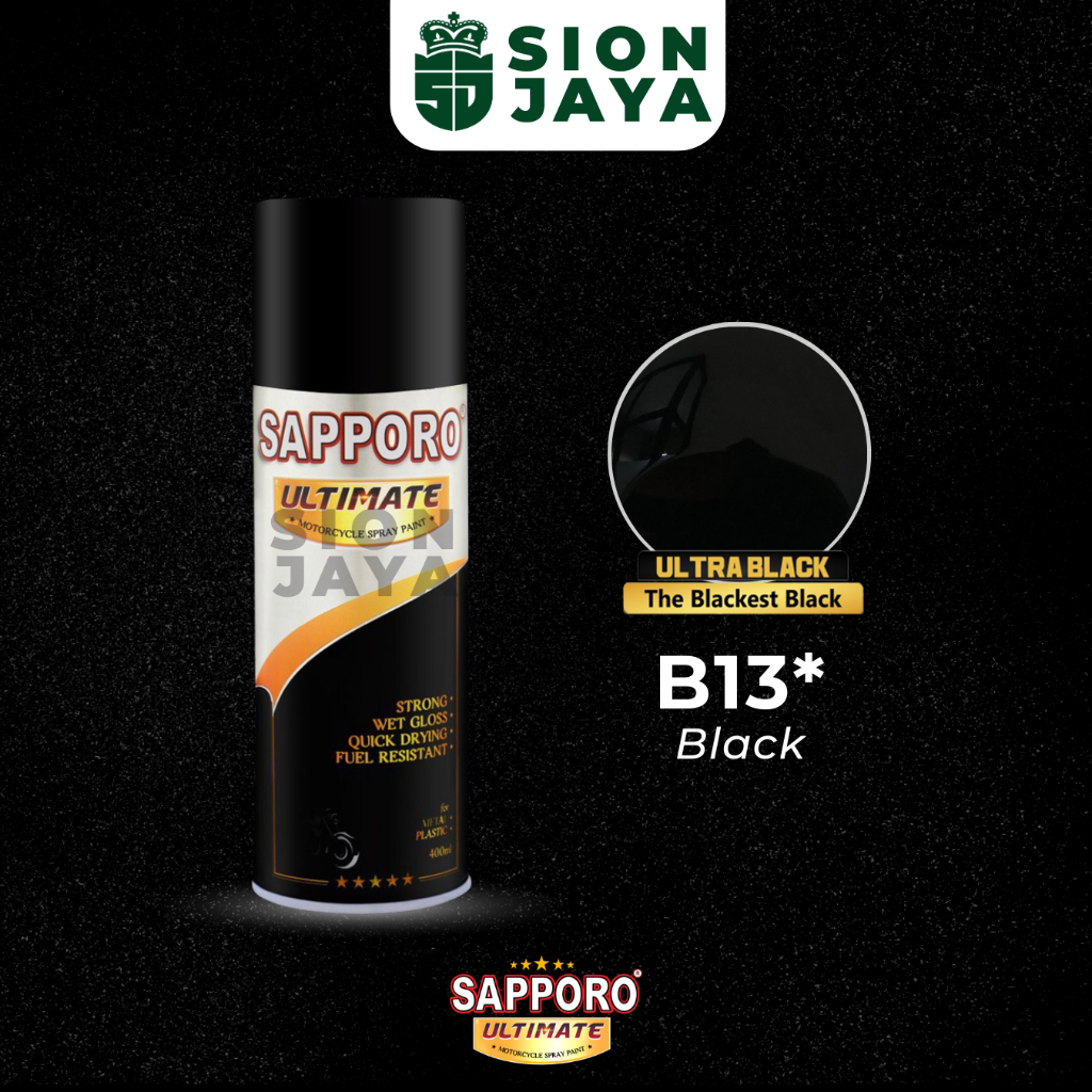 Pilox/ Pylox/Cat Semprot Sapporo Ultimate Putih Hitam Gloss/Glossy/Mengkilap/Kempling B13 Black
