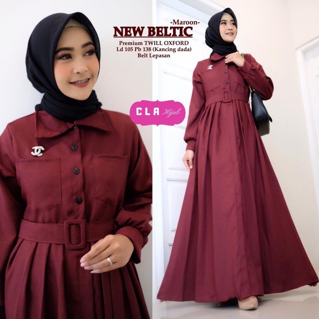 Gamis Pesta Elegan Mewah Beltic Dress BO One Size Lingkar Dada 100 cm Bahan Mosscrepe Dress Kekinian