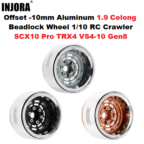 INJORA Offset -10mm Aluminum 1.9 Beadlock Wheel 1/10 Velg Beadlock Celong metal RC Car Crawler Adven
