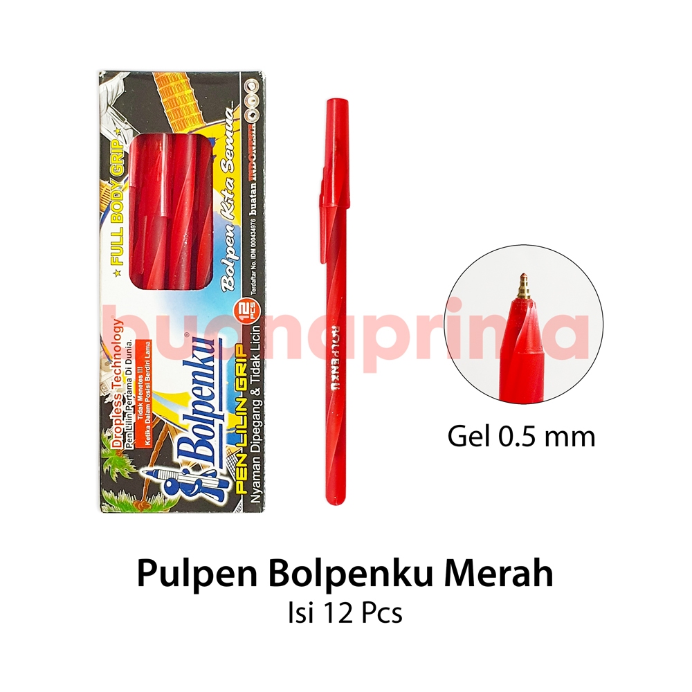 

Pulpen Lilin Bolpenku Merah isi 12 pcs Pen Ulir Murah
