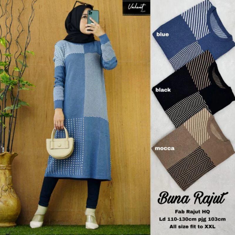 Baju Atasan Muslim Wanita / Tunik Muslimah / Tunik Wanita Rajut Import/tunik motif ziggy