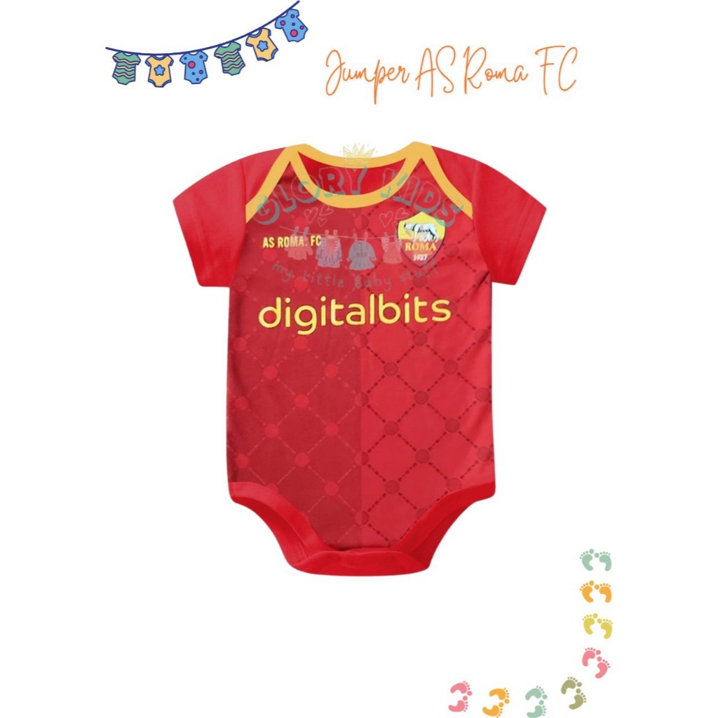 COD-Jumper Bayi Bola AS Roma / Baju Bayi Sepak Bola Baby (CUSTOM NAMA+NOMOR PUNGGUNG)