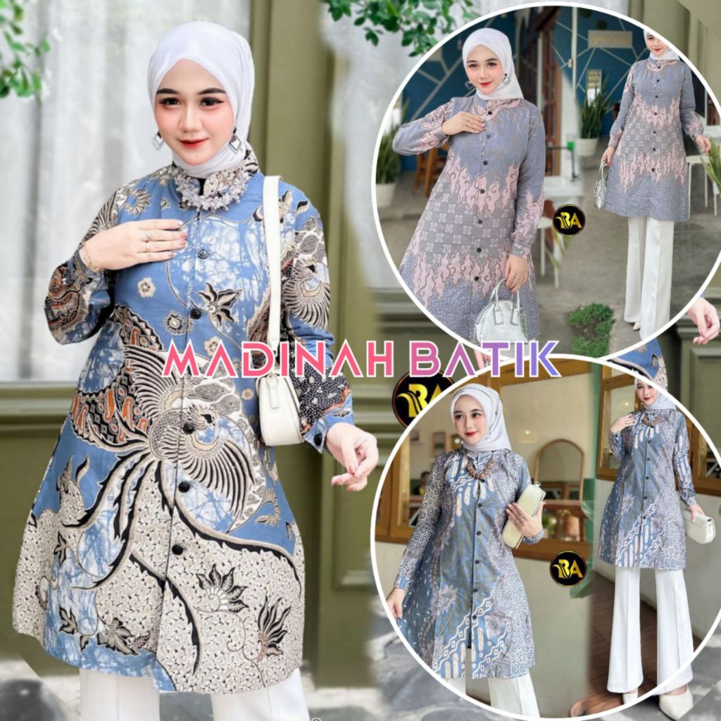 Tunik Batik madinah Lengan Panjang Ukuran Jumbo Bahan Katun Premium Halus Lembut AdeM