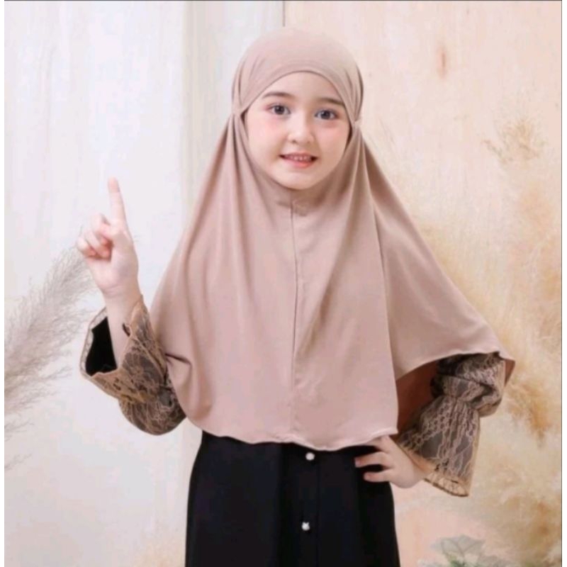 hijab instan jersey anak tali/kerudung anak instan