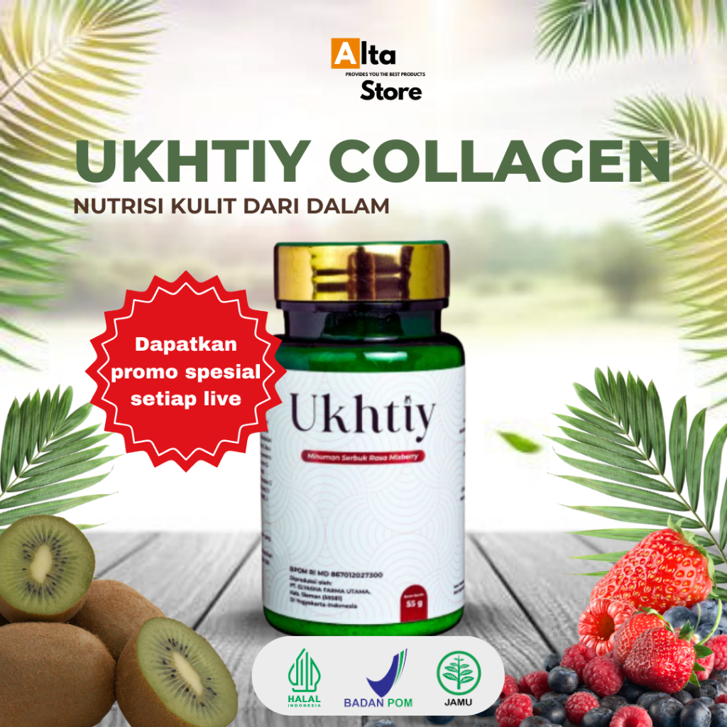 Kolagen UKHTIY - Minuman Suplemen Kulit Bantu Mencerahkan Kulit dan Memutihkan Seluruh Badan, Cegah 