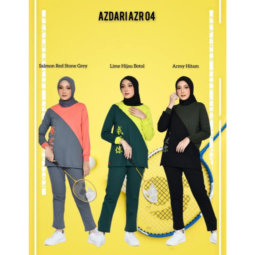 Setelan Kaos Olahraga Wanita Muslim AZR 04 Setelan Kaos Senam Wanita Muslim