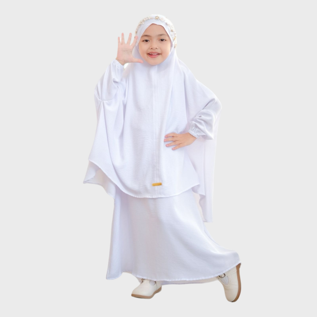 Salvina Kids Gamis Anak Syar’i Putih Fatimah Set
