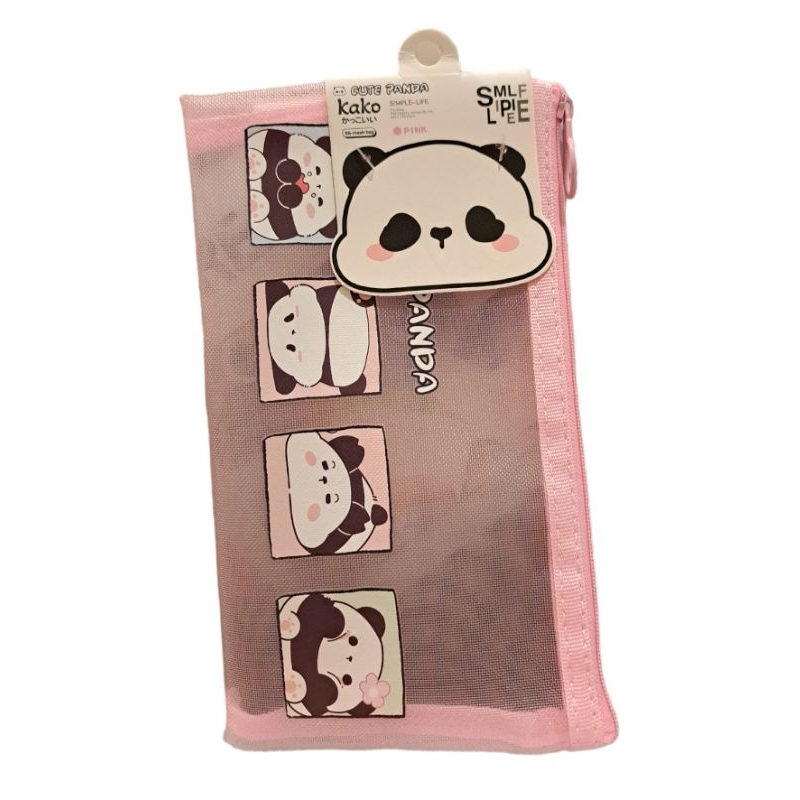 

(Original) Gramedia Pekanbaru - KAKO CUTE PANDA ZIPPER POCKET MESH B6 PINK