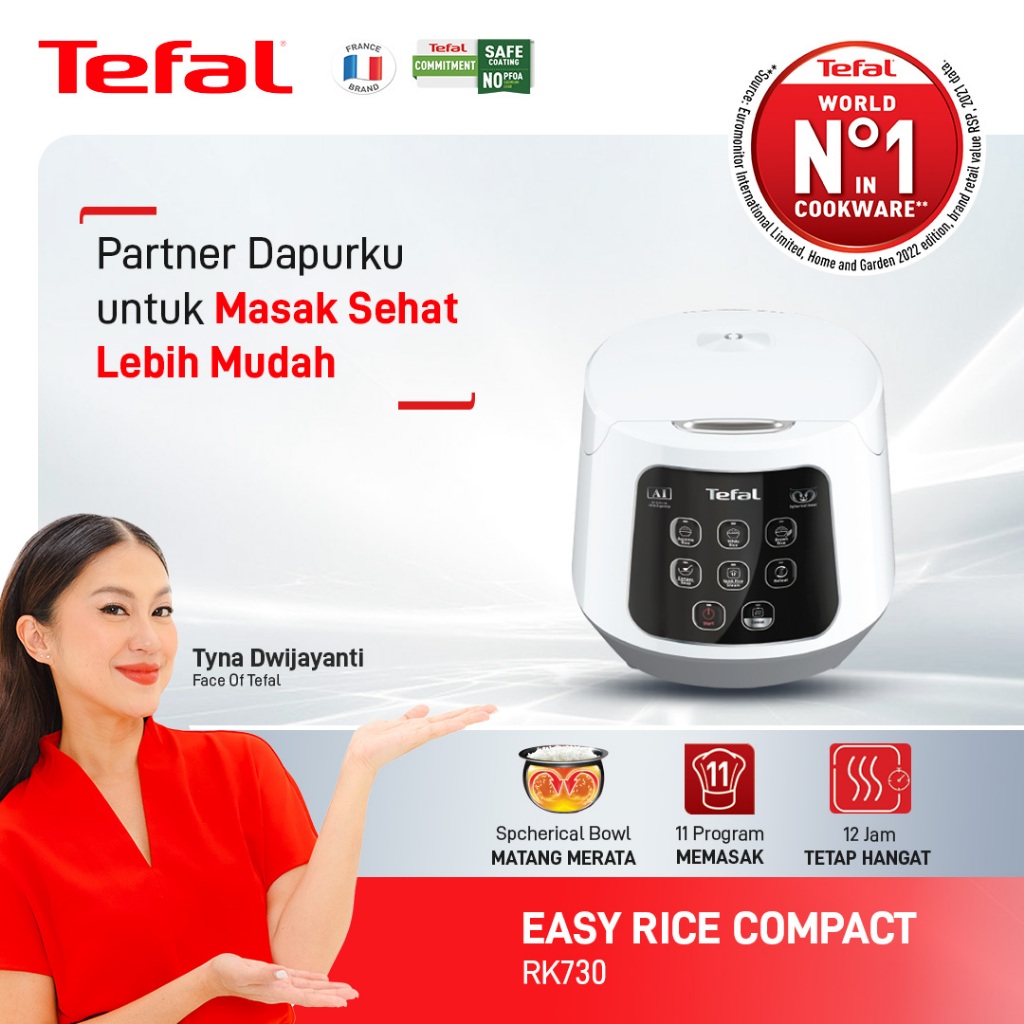 Tefal Rice Cooker Digital Compact / Penanak Nasi / Magic Com / RK730 - 1L