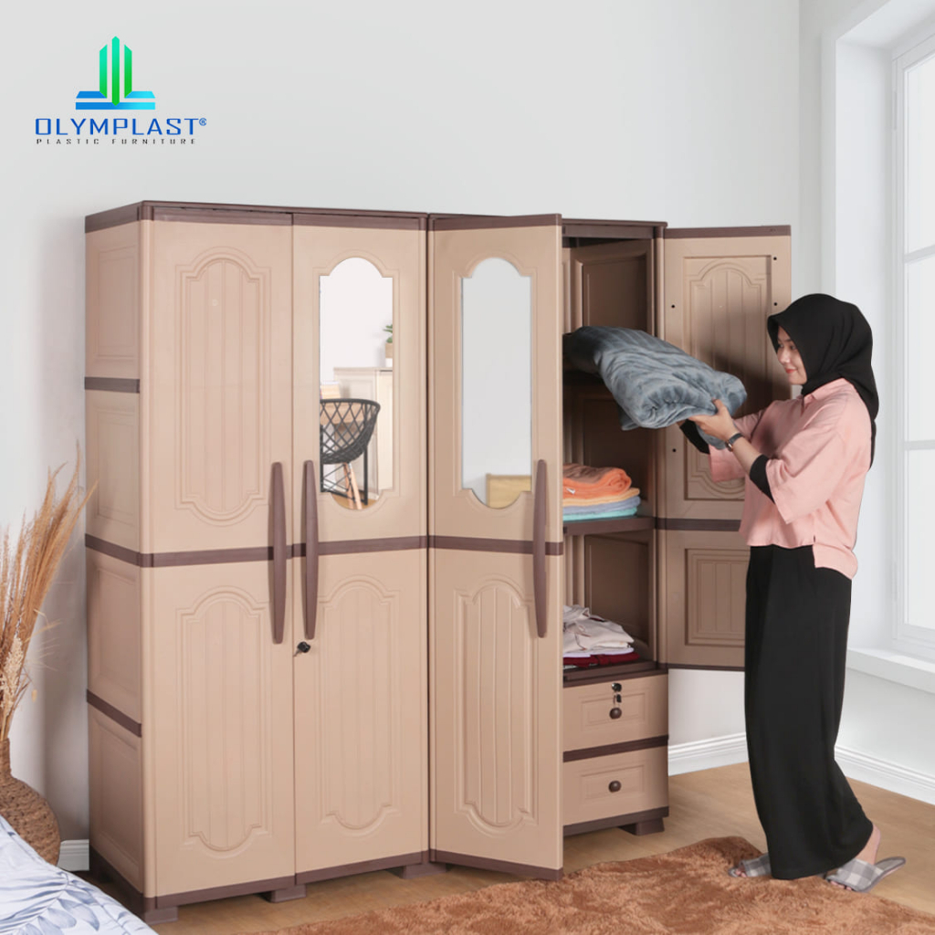 Lemari Pakaian Plastik Olymplast - OTC Wood 4P