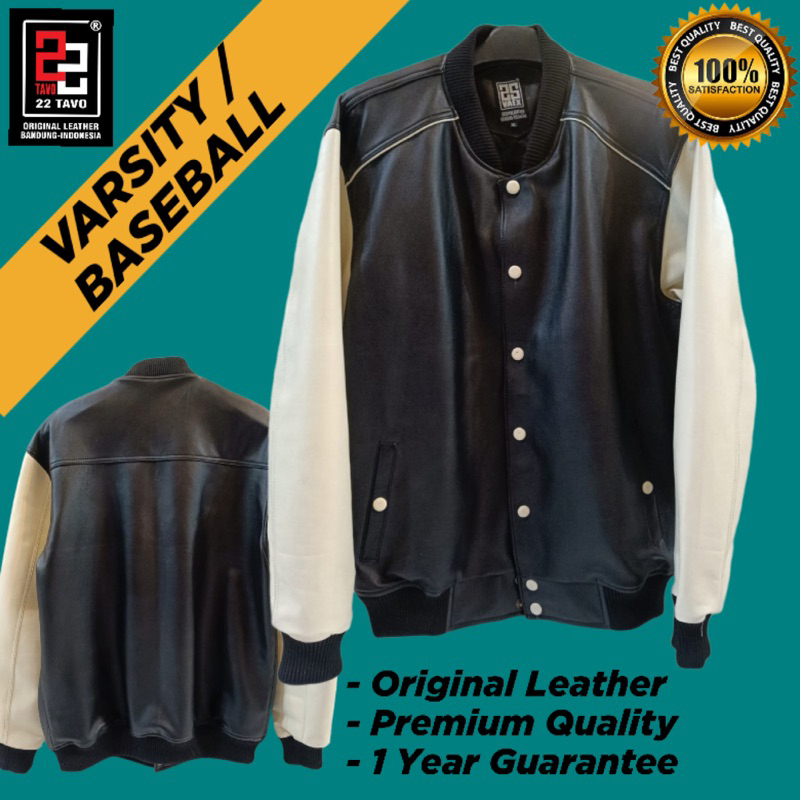 Jaket kulit model varsity / baseball