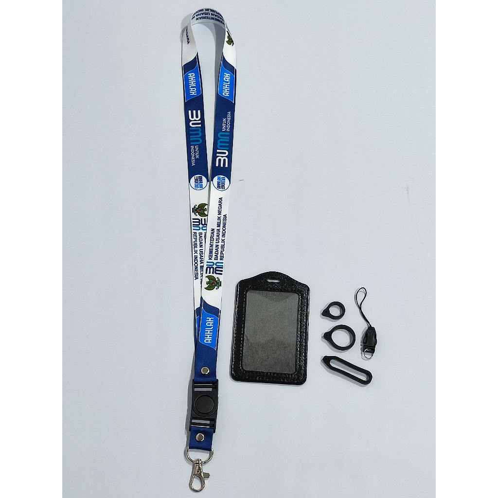 

Lanyard Bumn Akhlak Garuda Putih Biru Full Printing 1Set/Lanyard Bumn Akhlak Garuda Premium Free Card Holder+O ring