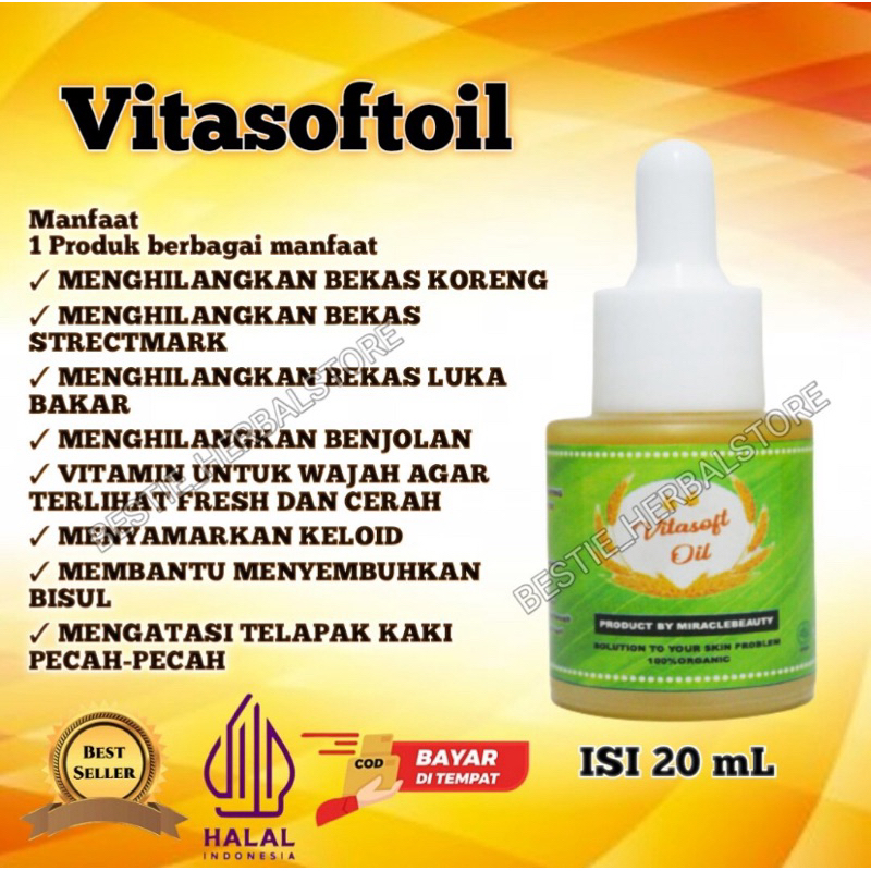 Vitasoftoil Asli Penghilang Bekas Luka Keloid Strechmark Mengobati Alergi Kulit Gatal-Gatal Koreng L