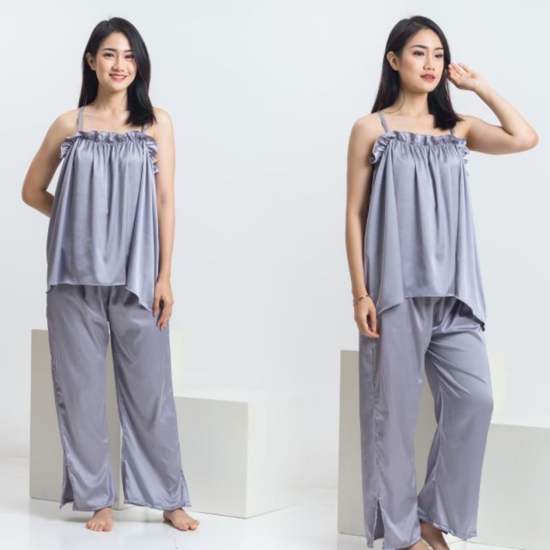 One set Setelan tank top satin set