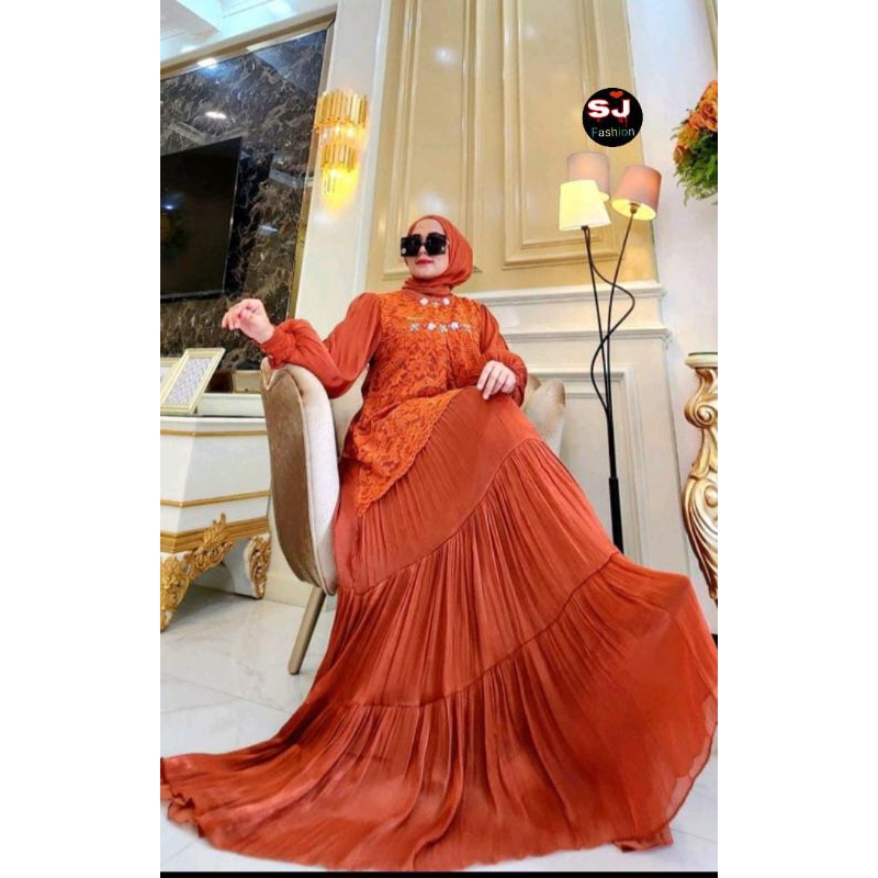 GAMIS CERUTY BROKAT WANITA TERLARIS SUPER MEWAH/GAMIS WANITA IMPORT PREMIUM