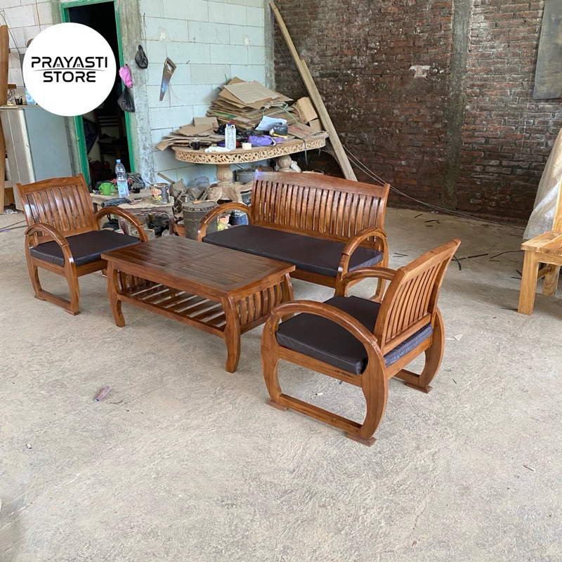 kursi tamu minimalis kayu jati 211+meja termurah