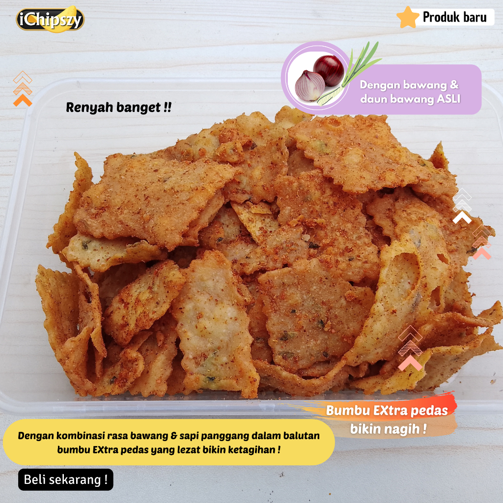 

iChipszy Keripik Bawang Rasa Sapi Panggang Extra Pedas