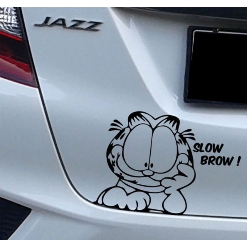 

cutting sticker mobil garfield slow brow sticker kucing top berkualitas