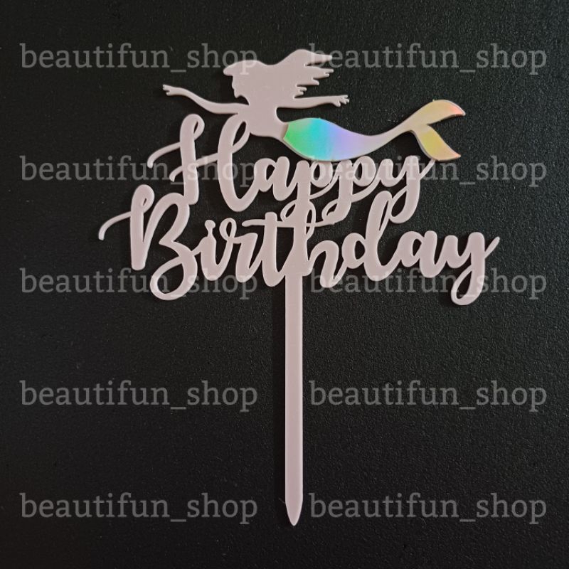 Topper happy birthday mermaid akrilik pink topper happy birthday akrilik mermaid cake topper mermaid