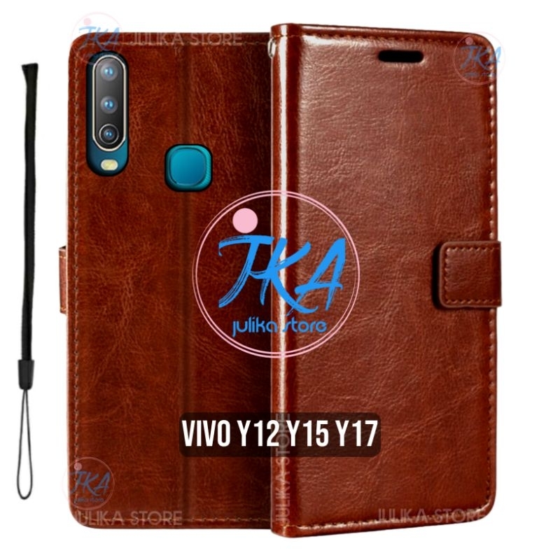 Flip Caver Case Untuk VIVO Y12/Y15/Y17 Casing Kulit Standing Smartphone