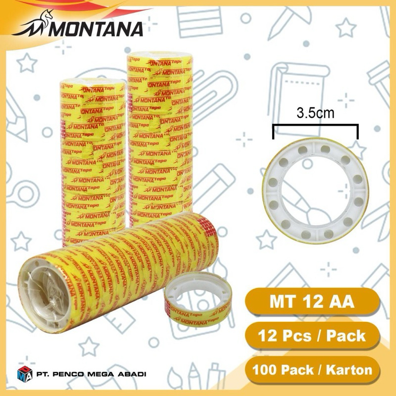 

[ 1 PCS ] BONCU Isolasi Montana / Montana MT-12AA / Stationery Tape / Pita Perekat Selotip Best Seller
