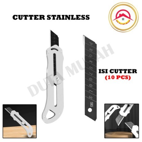 

PROMO DBJ Cutter Stainless stanless Cuter pisau cutter stanless Multifungsi 18 MM Tahan Karat