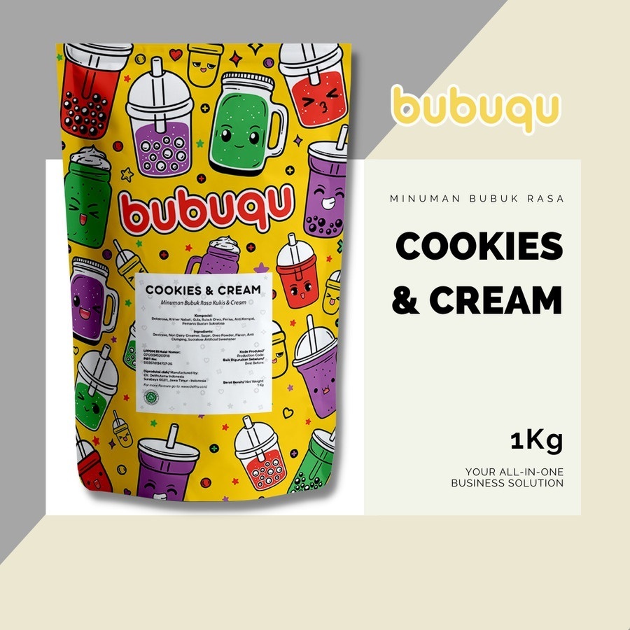 

Cookies & Cream Powder Drink Bubuqu 1 Kg - Bubuk Minuman Kue & Krim