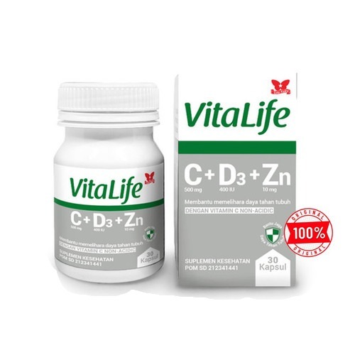 VITALIFE VITAMIN C + D3 + ZINC 30 KAPSUL VITA LIFE UNTUK MENJAGA DAYA TAHAN TUBUH