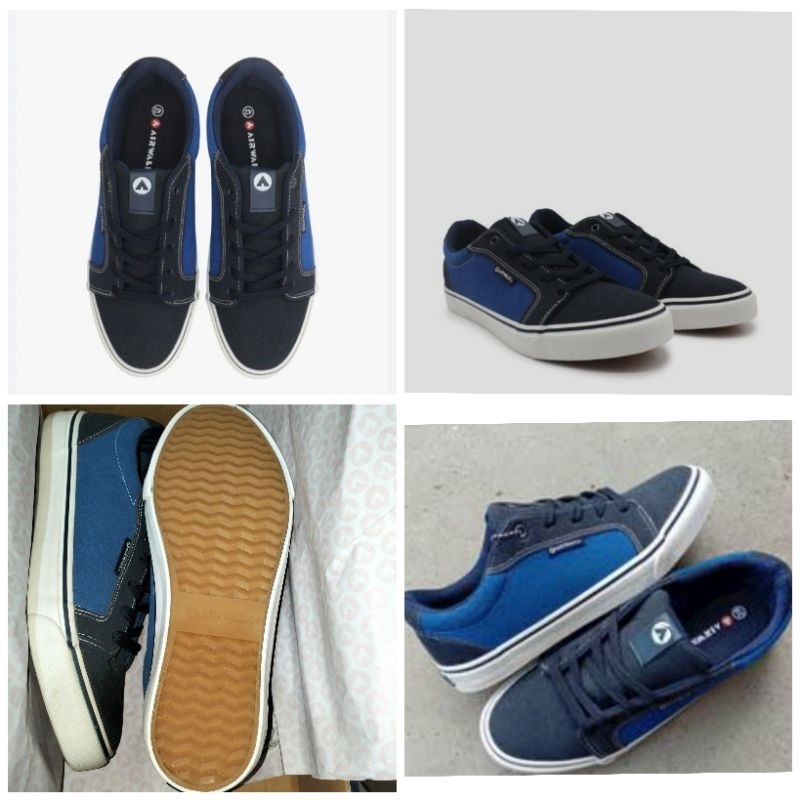 Sepatu Original Airwalk Rolando Sneakers dengan tali size 40 dan 42 warna navy kombinasi biru