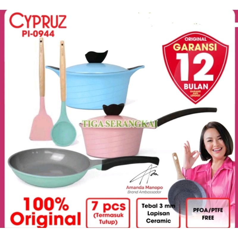 Cypruz Pan Panci Set Ceramic Diecast Essential 7 Pcs PI0944 PI-0944