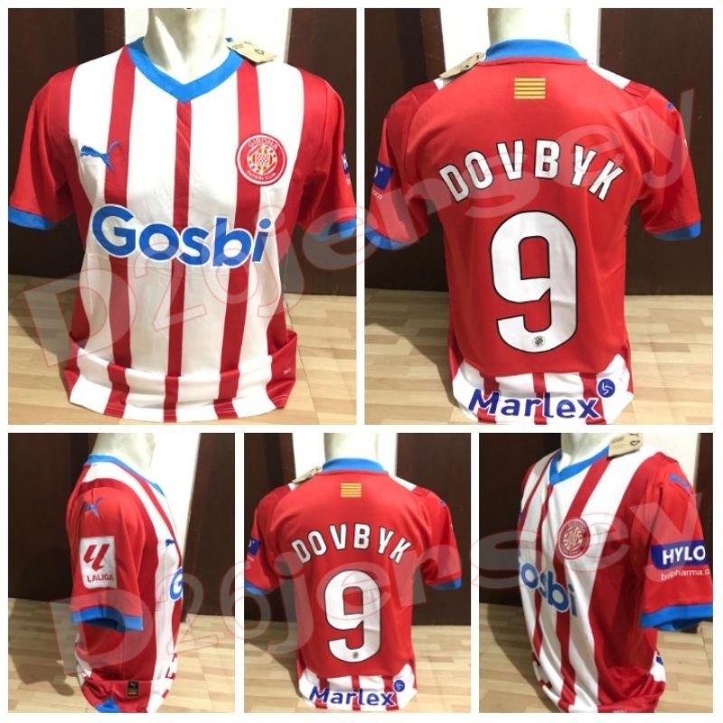 Jersey Girona Home Full Sponsor 2023 / 2024 + Nameset DOVBYK / Custom + Patch