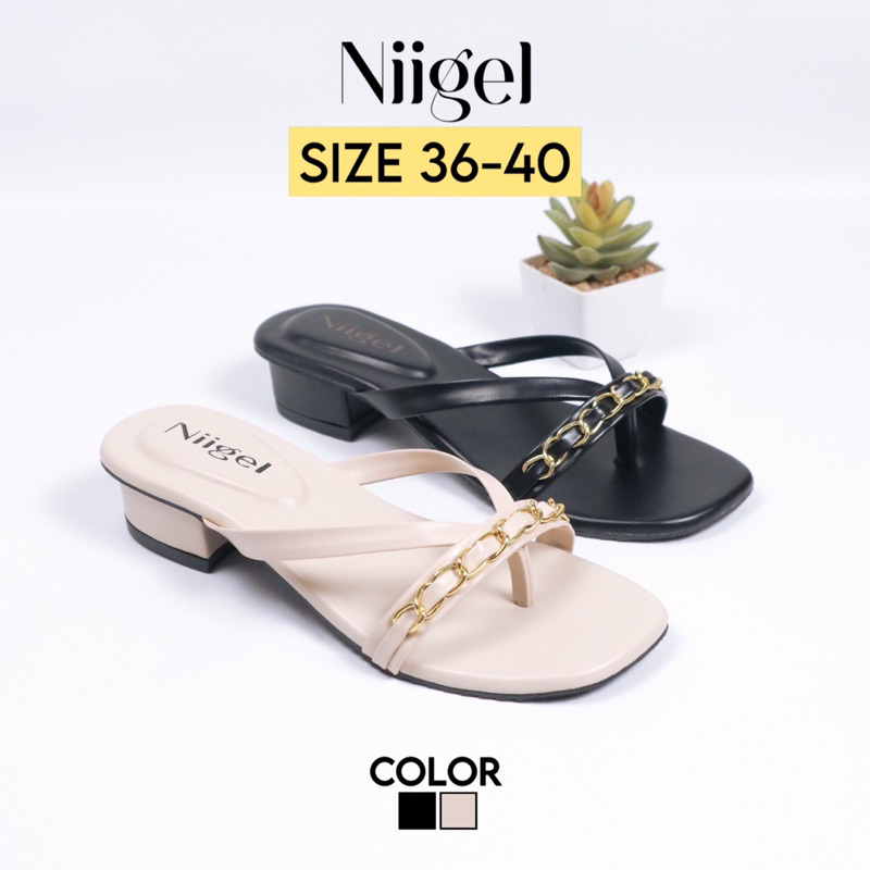 Niigel - Azharine Sandal Heels 3cm Model Jepit Tapak Tahu