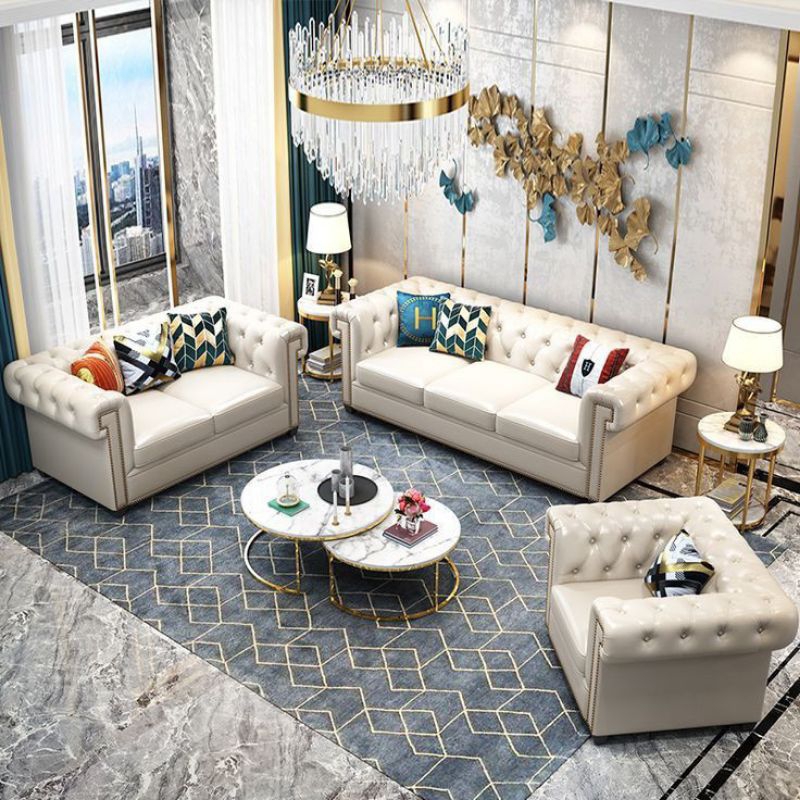 Sofa Chesterfield Kulit Sofa 321 Seatter Minimalis Terbaru Sofa Kursi Tamu Sofa Model Minimalis