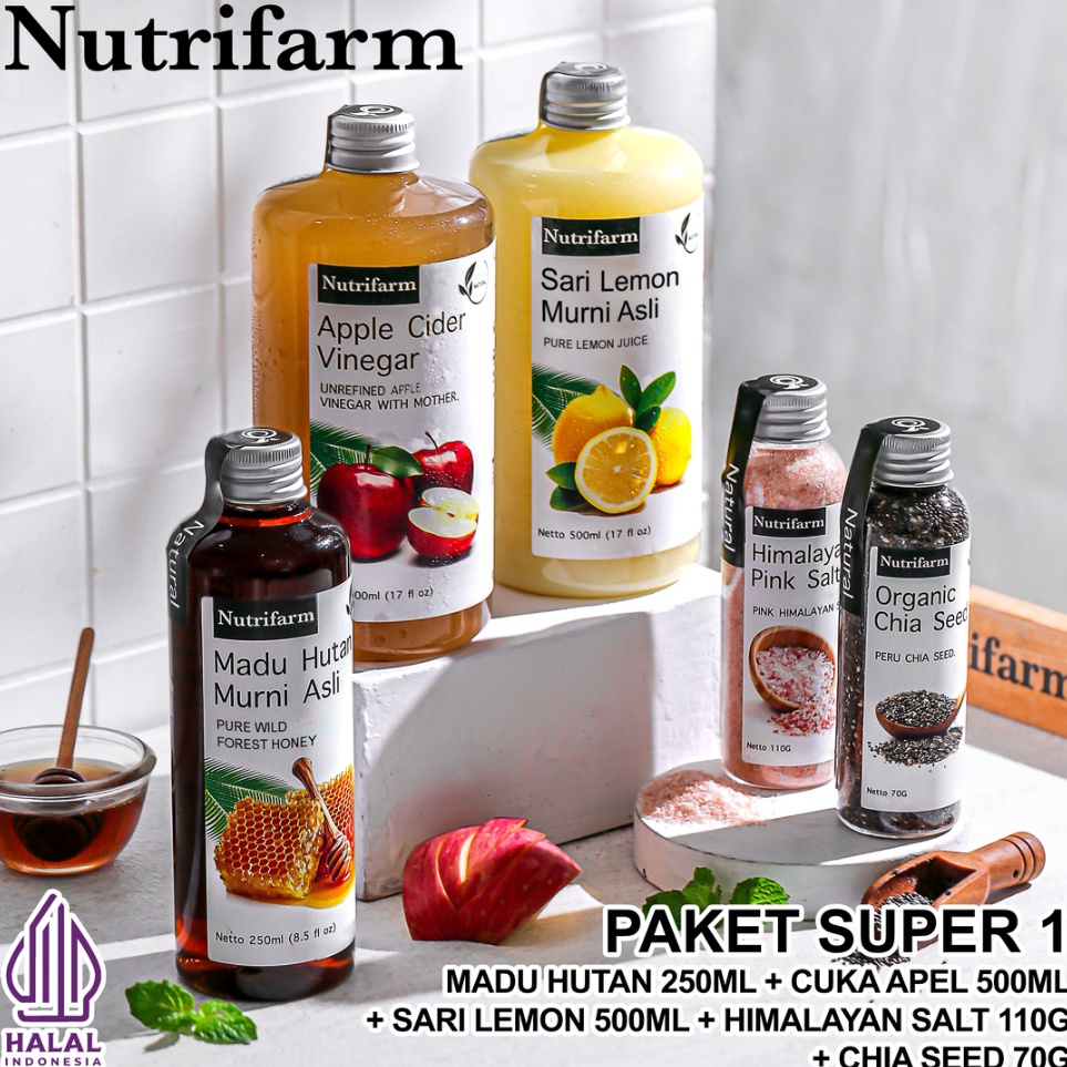 

Promo baru PAKET SUPER 1 NUTRIFARMCUKA APEL LEMON MADU HUTAN HIMALAYAN SALT CHIA SEEDCUKA APEL ORIGINAL