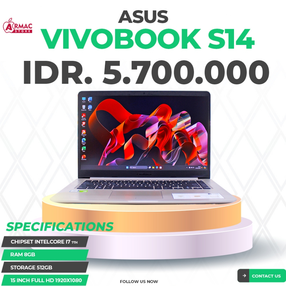 Asus Vivobook S14 13 INCH I7 8GB/512GB