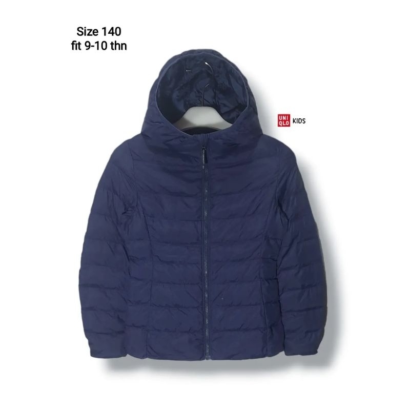 UNIQLO Kids Girls Puffer Jacket Navy Size 140 fit 9-10 years (P55xL41) jaket hangat anak wanita