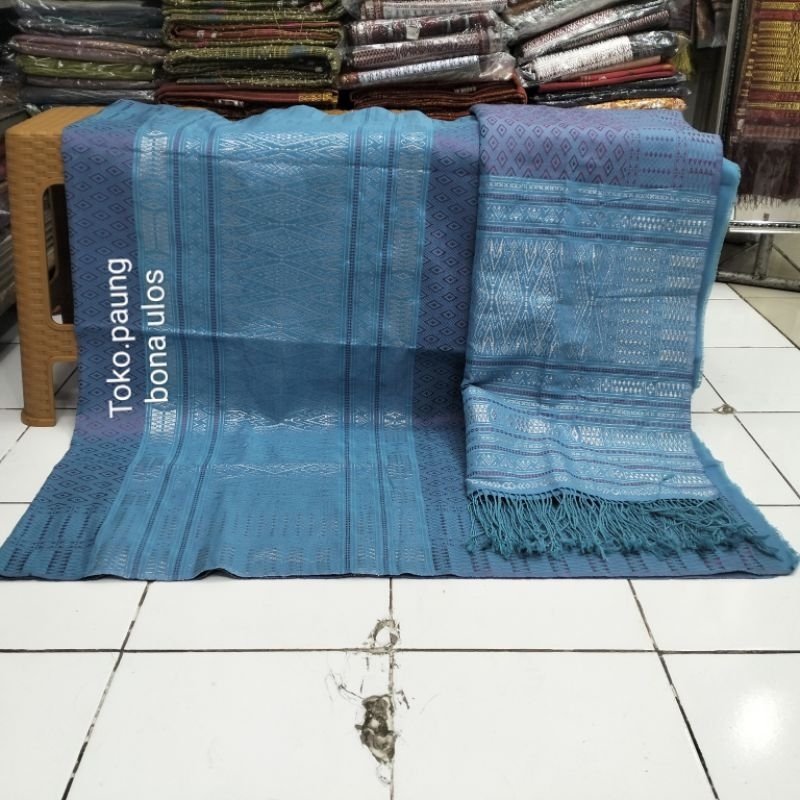 SONGKET TUMTUMAN TARUTUNG TTS BENANG PRADA KOREA TUMPAL BIRU SILVER  WARNA BIRU.