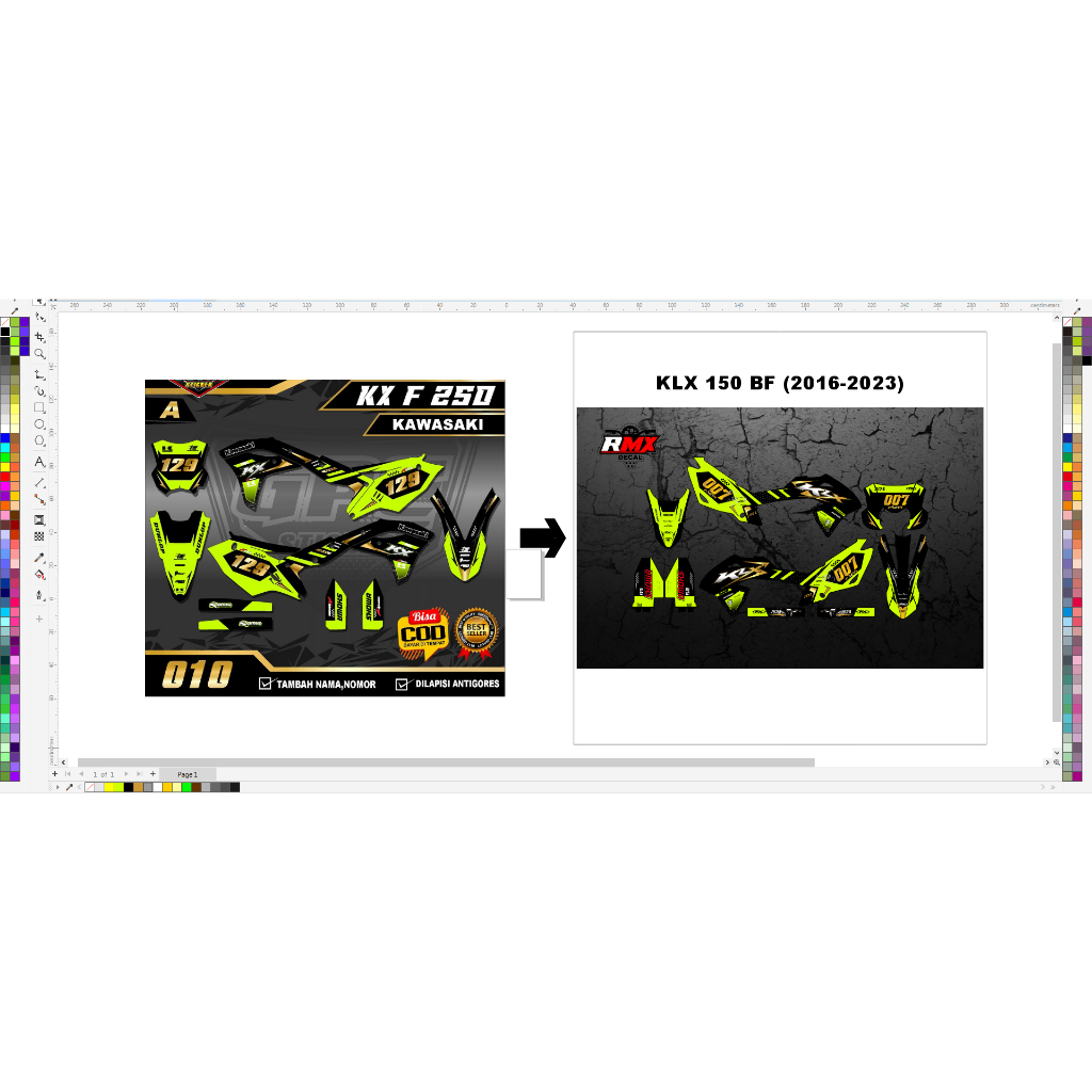CUSTOM DECAL STIKER TRAIL & SUPERMOTO FULLBODY SUKA-SUKA - KLX 150 S LAMA/BF/G/SE/EXTREME, DTRACKER 