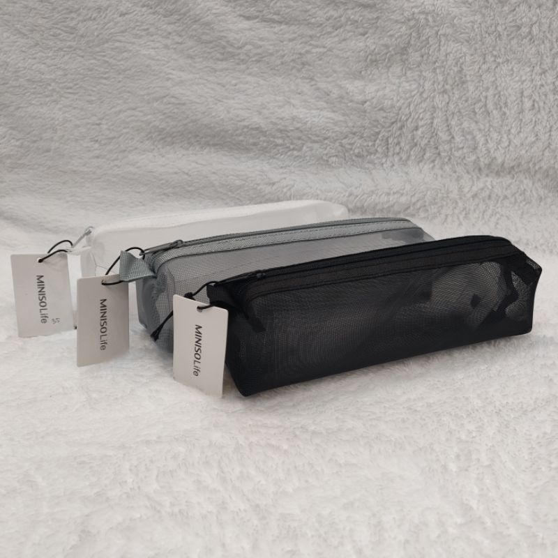 

Official BALI MINISO Kotak Pensil Transparan Taupe Series Mesh Stationery Case / Pencil Case Tempat Pensil Tempat Makeup