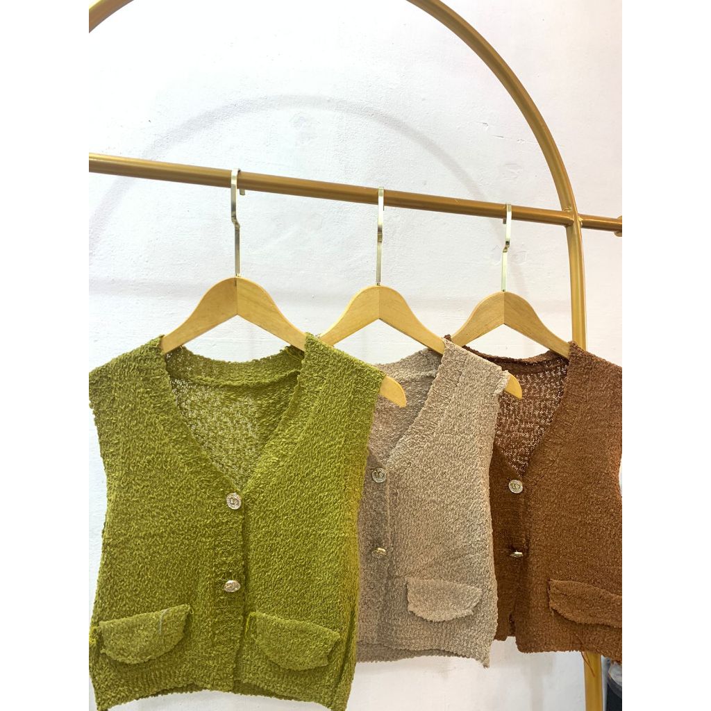 Rompi crop,rompi rajut wanita,crop vest,korean style,vest import