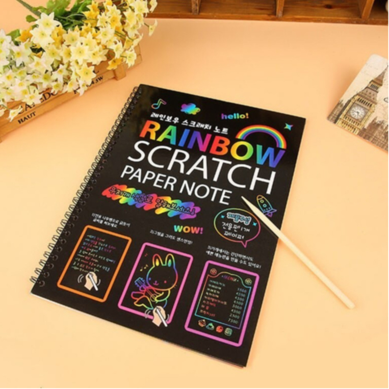 

Buku Magic Colourful Scratch Note Besar , Black Cardboard / DIY Scratch Note Besar 19x26cm