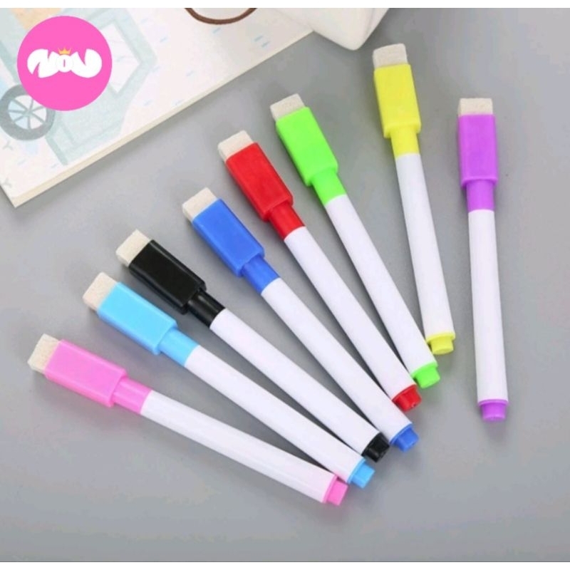 

Spidol Papan Tulis Mini White Board Dengan Penghapus / Sepidol Warna Warni Wipe And Clean ❤️