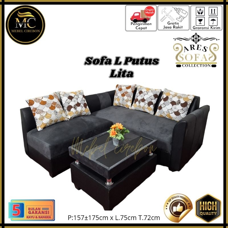Sofa l putus minimalis / sofa l putus bludru / sofa sudut ruang tamu Termurah Tegal Brebes Pemalang Pekalongan Batang Kendal Semarang
