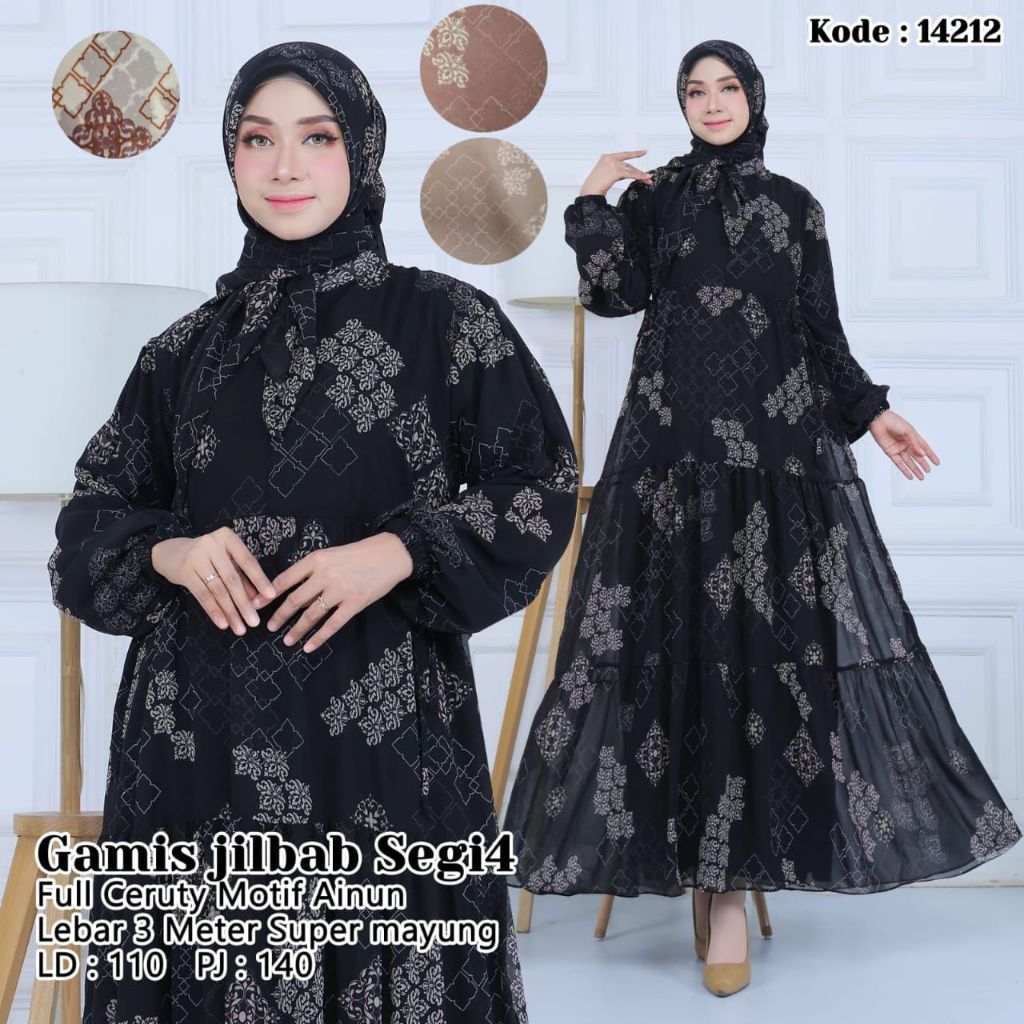 KD 14212 (isi 2) ASYA Syari Full Ceruty Motif Ainun Jilbab Segi Empat Lebar Super Mayung 3 Meter Premium Cantik Muslimah Busui