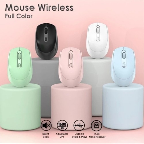 MOUSE WIRELESS DF DATAFAST WARNA PASTEL | MOUSE SILENT CLICK PASTEL COLOUR DF WIRELESS ADA TOMBOL ON