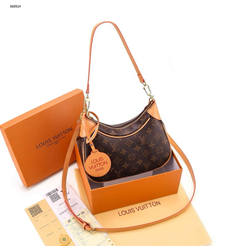 Tas Wanita LV Bagatelle Half Moon Hobo Monogram GHW