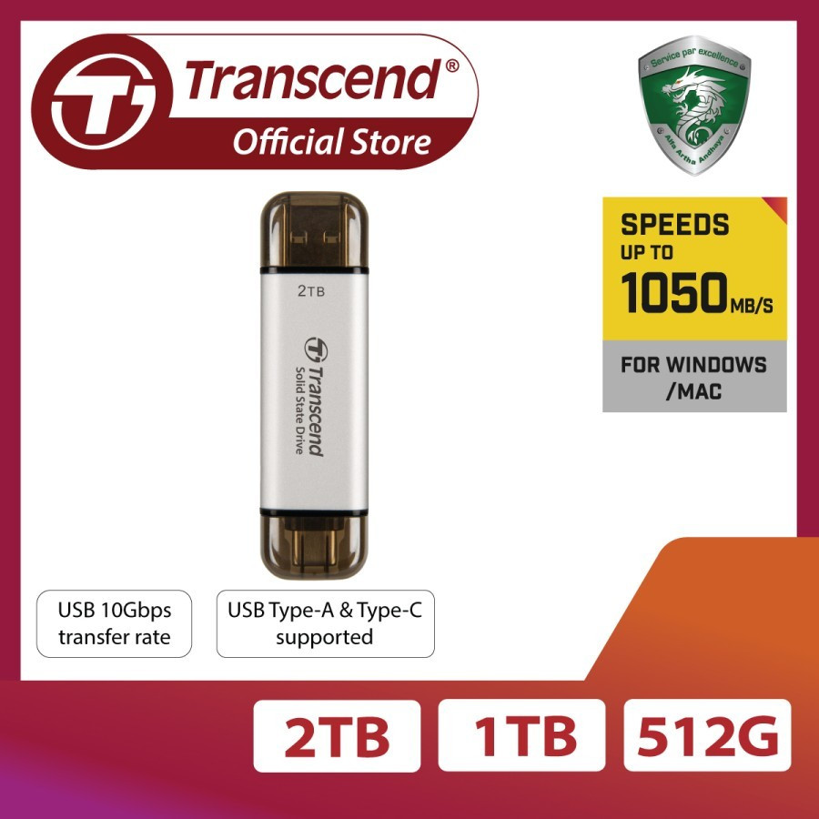 SSD External Transcend ESD310C ESD310P ESD310S - 2TB/1TB/512GB/256GB typeC dan USB 3.2